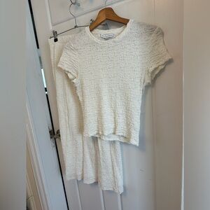 Maison d'Amelie Women’s Textured White Knit Two-Piece Set Size XS